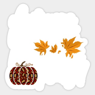 Autumn Leaves And Pumpkins Please Fall design Sticker